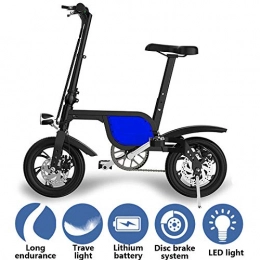 KNFBOK Electric Bike KNFBOK folding bicycle 12 inch Electric folding bicycle lithium battery travel electric car, can be charged 1500 times, the top speed 25KM / H, cruising range 35-40KM Blue
