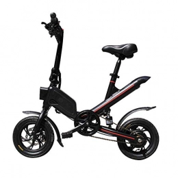 KNFBOK Electric Bike KNFBOK folding bicycle Foldable two-wheeled electric bicycle mini adult 12 inch electric lithium battery bicycle double disc brake LCD display outdoor travel Black
