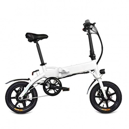 KNFBOK Electric Bike KNFBOK folding electric bike 14-inch electric bicycle folding bike, electric bike with 250W engine, 36V 7.8Ah lithium battery, with mobile phone holder and USB charging port White
