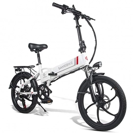 KOIJWWF Bike KOIJWWF Folding Electric Bike, Up to 25km / h, 7 Speed Adjustable 20 Inch 350W with Rechargeable 48V 10.4AH Lithium Battery, White