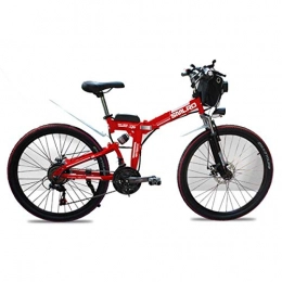 KOSGK Electric Bike KOSGK Electric Mountain Bike 48V Children's Bicycles 26 Inch Folding E-bike with 4.0" Fat Tyres Spoke Wheels Premium Full Suspension, Red