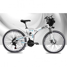 KOSGK Electric Mountain Bike 48V Children's Bicycles 26 Inch Folding E-bike with 4.0" Fat Tyres Spoke Wheels Premium Full Suspension,White