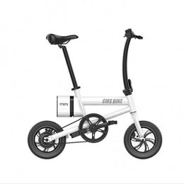 KT Mall Electric Bike KT Mall 12 In Folding Electric Bike 250W 36V 6A Removable Lithium Battery with USB Interface and Dual Disc Brakes City Commuter Bicycle Maximum Speed 25Km / H with LED Battery Indicator, White
