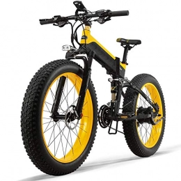 KT Mall Bike KT Mall Electric Mountain Bike 1000W 26inch Fat Tire e-Bike 27 Speeds Beach Mens Sports Bike for Adults 48V 13AH Lithium Battery Folding Electric bicycle, Yellow
