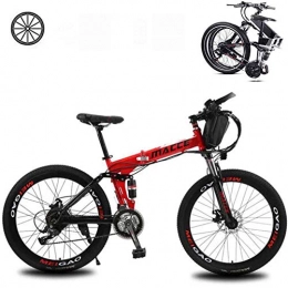 KT Mall Electric Bike KT Mall Folding Electric Bikes for Adults 26 In with 36V Removable Large Capacity 8Ah Lithium-Ion Battery Mountain E-Bike 21 Speed Lightweight Bicycle for Unisex, Red