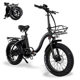 KT Mall Electric Bike KT Mall Folding Electric Bikes for Adults with 48V 15AH Large Capacity Lithium-Ion Battery 20 In Fat Tire Electric Bicycle with Car basket Mini Small Aluminum Alloy Scooter for Unisex