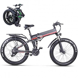 KuaiKeSport Folding Electric Mountain Bike for Adults,26Inch E-bike for Adult, 48V 1000W High Speed Ebike 12.8 AH Removable Lithium Battery Travel Assisted Electric Bike Fat Tire Fold up Bike,Red