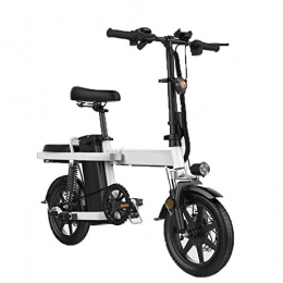 KUKU Electric Bike KUKU 14 Inch Electric Mountain Bike, Foldable Electric Bike, 350W Electric Bike, Dual Disc Brakes, 48V 10Ah, Suitable for Teenagers, Adults And Office Workers, White