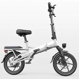 KUKU Electric Bike KUKU 14 Inch Electric Mountain Bike, Foldable Electric Bike, Aluminum Alloy Frame, Energy Recovery, No Chain Drive, 400W, 48V, Suitable for Teenagers, Adults And Office Workers, White