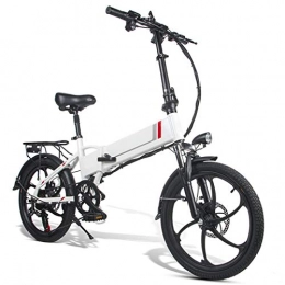 KUKU Electric Bike KUKU 20 Inch Electric Mountain Bike, Foldable Electric Bike, 350W Electric Bike, 48V 10Ah Lithium Battery, 3 Working Modes, Suitable for Teenagers, Adults And Office Workers, White