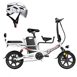 L-LIPENG Electric Bike L-LIPENG 14-Inch Folding Electric Bicycle 400w / 48v Motor Removable Lithium Battery dual disc Brakes Maximum Speed 25km / h usb Mobile Phone Charging port Remote anti-Theft Device, White, 15ah 60km