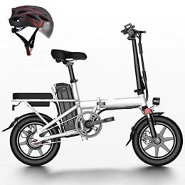L-LIPENG Bike L-LIPENG Folding Electric Bicycle 350w / 48v Motor Removable Lithium Battery 14inch anti-stab Tires Maximum Speed 25km / h dual disc Brakes anti-Theft Remote Control, White, 8ah 30km