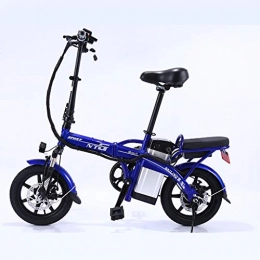 LALAWO Bike LALAWO Folding Electric Bike for Adults, 14 Inches 48V Removable Lithium Battery Beach Snow Bicycle for Rider Office Worker Maximum Load 150Kg, Blue, 50 / 60km
