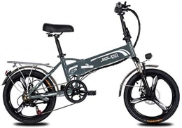 LAMTON Bike LAMTON Adult Mountain Electric Bike, 350W 48V Lithium Battery, Aluminum Alloy 7 Speed Foldable Electric Bicycle 20 Inch Magnesium Alloy Wheels (Color : Grey, Size : 55KM)