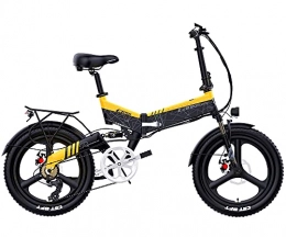 YUESUO Electric Bike LANKELEISI 20" Electric Bike for Adult, Foldable Electric Commuter Bicycle with 400W Brushless Motor 48V 10.4Ah / 12.8Ah / 14.5Ah Lithium Battery7-speed Gear (Black yellow, 14.5Ah)