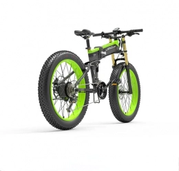 VARWANEO Electric Bike LANKELEISI Adult Electric Bike, 48V 14.5AH 1000W 750PLUS All-round Electric Bicycle, 26" 4.0 Fat Tire Mountain Folding Electric Bicycle, with Anti-theft Device (Green, Add spare battery)