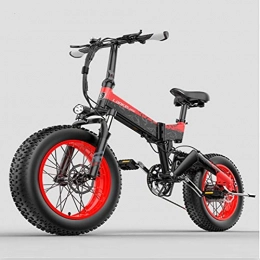 Brogtorl Electric Bike LANKELEISI Adult Electric Bike 48v 14ah 1000W X3000 Almighty Electric Bike, 20 * 4.0 Fat Tire Electric Bike Mountain Bike Folding Bike Snowmobile (red, 1000W+A battery)