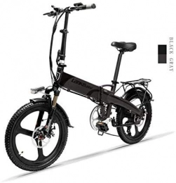 LANKELEISI Bike LANKELEISI G660 20-inch Foldable Electric Bike 48V / 240W 12.8Ah Lithium Battery 7 Speed Electric Bike 5 Speed Adult Male and Female Mini Mountain Bike with Anti-theft Device (Grey)