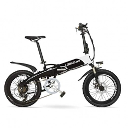LANKELEISI Bike LANKELEISI G660 20 Inch Folding Mountain Bike 240W Motor 48V 14.5Ah Lithium Battery Suspension Fork Pedal Assist Electric Bike (Black White, 240W 14.5Ah)
