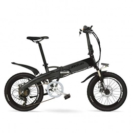 LANKELEISI Bike LANKELEISI G660 20 Inch Folding Mountain Bike 500W Motor 48V 14.5Ah Lithium Battery Suspension Fork Pedal Assist Electric Bike (Black Grey, 500W 14.5Ah)
