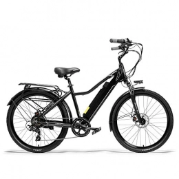 LANKELEISI Electric Bike LANKELEISI Pard3.0 26 Inch Electric bicycle, 300W City Bike, Oil Spring Suspension Fork, Pedal Assist Bicycle, Long Endurance (Black, 15Ah + 1 Spare Battery)