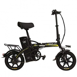 LANKELEISI Electric Bike LANKELEISI R9 14 Inch Electric Bicycle, 350W / 240W Motor, 48V 23.4Ah Large Capacity Lithium Battery, 5 Grade Assist Folding Ebike, Disc Brakes (Black Yellow, 350W + 1 Spare Battery)