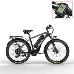 LANKELEISI Bike LANKELEISI T8 48V 400W Strong Pedal Assist Electric Bike, High Quality & Fashion MTB Electric Mountain Bike, Adopt Suspension Fork.Pedelec. (Grey LCD, 15Ah + 1 Spare Battery)