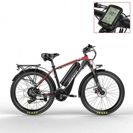 LANKELEISI Bike LANKELEISI T8 48V Strong Pedal Assist Electric Bike, Fashion MTB Electric Mountain Bike, Adopt Suspension Fork.Pedelec. (Red LCD, 15Ah)