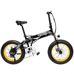 LANKELEISI Bike LANKELEISI X2000 20 Inch Fat Bike Folding Electric Bicycle 7 Speed Snow Bike 48V 10.4Ah / 14.5Ah 500W Motor Aluminium Alloy Frame 5 PAS Mountain Bike (Black Yellow, 14.5Ah + 1 Spare Battery)