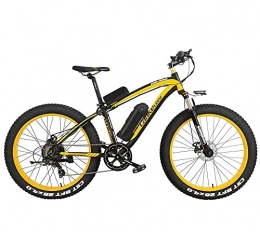 YUESUO Bike LANKELEISI XF4000 Electric bicycle, adult electric bicycle with 1000W brushless motor, 26”Fat tire electric bicycle, 48V 16AH Removable lithium battery with anti-theft device (Yellow, Spare Battery)