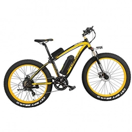Brogtorl Electric Bike LANKELEISI XF4000 Electric Bike 500W / 1000W 7-speed Fat Tire Mountain Bike Adult Full Suspension Hydraulic Disc Brake, Lithium Battery 16Ah (Black and yellow, 1000W)