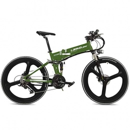 LANKELEISI Electric Bike LANKELEISI XT750 Cool 26" Foldable Electric Mountain Bike, Adopt 36V 12.8Ah Hidden Lithium Battery, Long Endurance (Green, Standard)