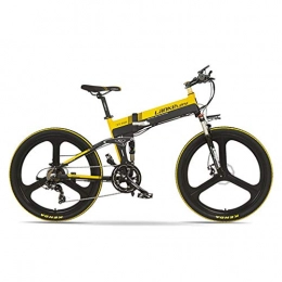 LANKELEISI Bike LANKELEISI XT750-E 26 Inch Folding Electric Bike, Front & Rear Disc Brake, 48V 400W Motor, Long Endurance, with LCD Display, Pedal Assist Bicycle (Black Yellow, 10.4Ah)