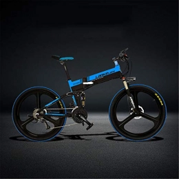 LANKELEISI Electric Bike LANKELEISI XT750-S 26 Inch Folding Electric Bike, Hydraulic Disc Brake, 400W Motor, Top Brand Battery, Long Endurance, 5 Pedal Assist (Black Blue, 10.4Ah)