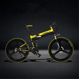 LANKELEISI Bike LANKELEISI XT750-S 26 Inch Folding Electric Bike, Hydraulic Disc Brake, 400W Motor, Top Brand Battery, Long Endurance, 5 Pedal Assist (Black Yellow, 10.4Ah)