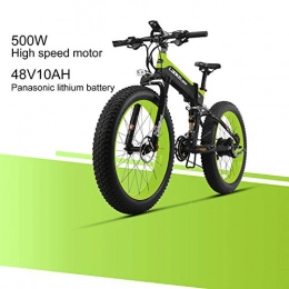 LANKELEISI Bike LANKELEISI XT750PLUS 48V10AH 500W Engine New Almighty Powerful Electric Bike 26 '' 4.0 Wholesale Tire Ebike 27 Speed Snow MTB Folding Electric Bike for Adult Female / Male (Green)
