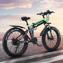 LAZNG Electric Bike LAZNG Adult Folding Electric Bicycle, 26 Inch Mountain Bike Snow Bike, 13AH Lithium Battery / 48V500W Motor, 4.0 Fat Tire / LED Headlight and USB Mobile Phone Charging