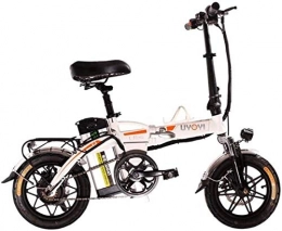 LAZNG Bike LAZNG Electric bicycle Adult electric bicycle, lightly foldable, front and rear dual disc brakes, USB phone holder, 400w brushless motor, 35km / h (Color : White 8AH)