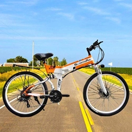 LAZNG Bike LAZNG Electric Bikes for Adults Men and Women 48V 350W Portable Intelligent Foldinge Bikes for Men, Pure Electric Endurance 40-60km, Booster Endurance 80km, 150 Kg Load, 35 Km / h (Color : Orange)
