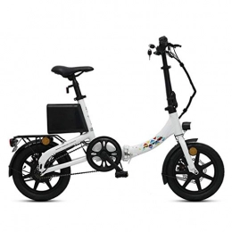 LC2019 Electric Bike LC2019 Folding Electric Bicycle 14 Inch Smart Aluminum Alloy Battery Car Small Lithium Battery Bicycle, Power Life 55-60km (Color : WHITE, Size : 126 * 55 * 92CM)