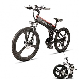 LCLLXB Bike LCLLXB Electric Folding Bike Fat Tire with 48V 350W Lithium-ion battery, City Mountain Bicycle Booster 26Inch Folding Electric Bike, BLACK