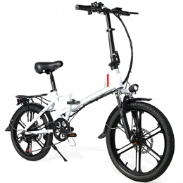 LDFANG Electric Bike LDFANG Electric Bike, Max Speed 32km / h, 20 Inch Adult Bike, Urban Commuter Folding E-bike, Pedal Assist Bicycle, 48V 10.4AH Rechargeable Battery White