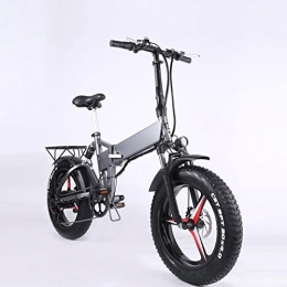 LDGS Electric Bike LDGS ebike 500W Foldable Electric Bike for Adults 20 Inch 4.0 Fat Tire Electric Bicycle Folding Snow Mountain Ebike Beach 40 KM / H (Color : Silver gray)