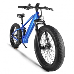 LDGS Electric Bike LDGS ebike Electric Bike 1000W 48V for Adults 40MPH 26 Inch Full Suspension Fat Tire Electric Bicycle Hidden Battery 9 Speed Mid Motor Mountain Ebike (Color : Blue, Gears : 9 Speed)