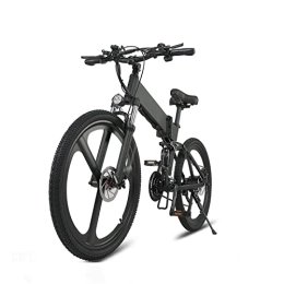 LDGS Electric Bike LDGS ebike Folding Electric Bike with 500W Motor 48V 12.8AH Removable Lithium Battery, 26 * 1.95 inch Tire Electric Bicycle, Ebike for Adults (Color : Black+2 battery)