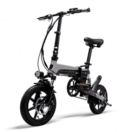 LDGS Bike LDGS ebike Folding Electric Bikes for Adults 36V 400W 7.8Ah 14 Inch Tire Foldable Electric Bicycle Full Suspension E-Bike (Color : Grey)