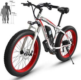 Leifeng Tower Electric Bike Leifeng Tower High-speed Electric Beach Bike 48V 26'' Fat Tire Powerful Motor Mountain Snow Ebike Aluminum Alloy Bicycle (Color : White red, Size : 36V10AH)