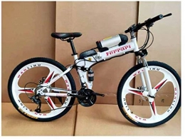 Leifeng Tower Electric Bike Leifeng Tower High-speed Electric Bicycle Folding Lithium Battery Assisted Mountain Bike Suitable for Adult Variable Speed Riding Carbon Steel Frame, Red, 21 speed (Color : White, Size : 27 speed)