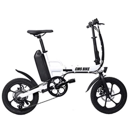 LFANH Electric Bike LFANH Folding Electric Bike Electric City Bike, with 250W Motor 13 Ah Rechargeable Lithium Battery 50 Mileage 16"City E-Bike Adult Folding Speed Up To 25 Km / H for Adult Unisex, White
