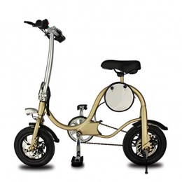 Lhcar Electric Bike Lhcar Portable Mini-folding Electric Bicycle 12-inch Adult-assisted Lithium-ion Battery Motor Cycle, Gold